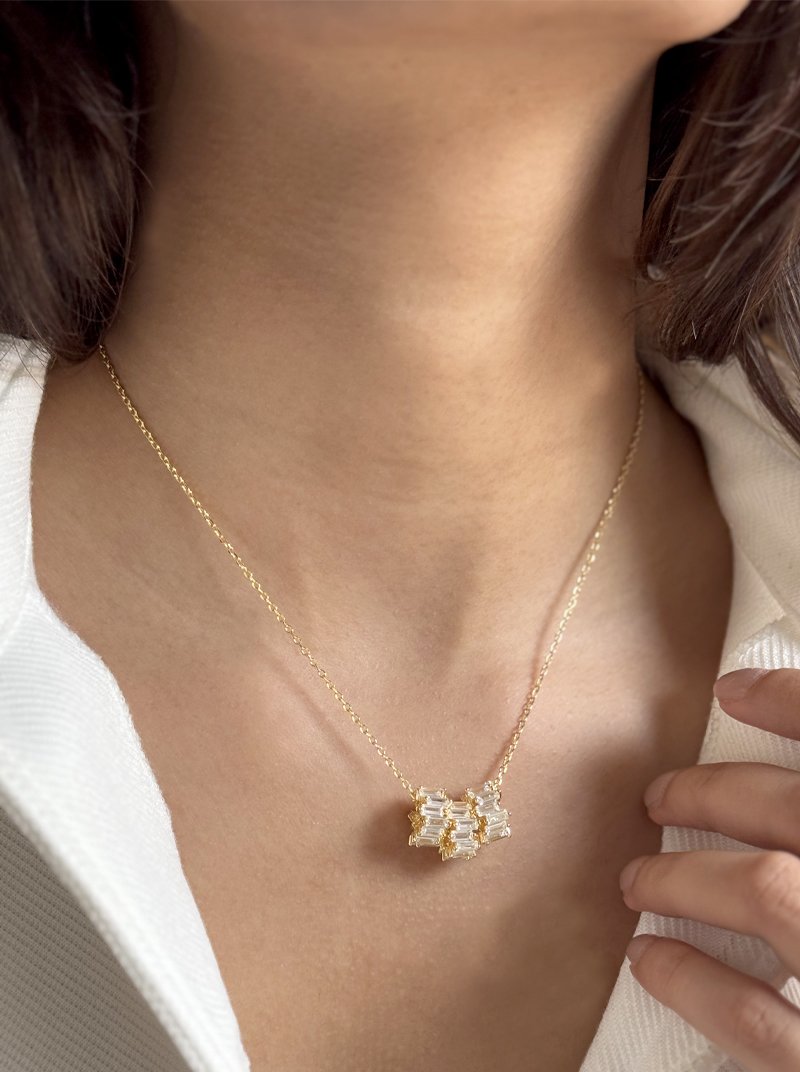 Luminous Trio Pendant Chain (Pure Silver) - Gold